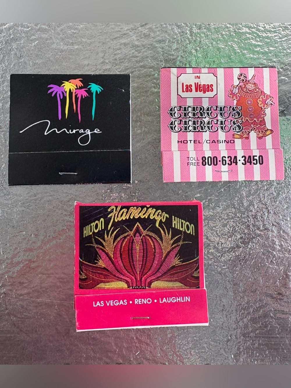 Vintage Matchbooks Las Vegas Mirage Circus Circus and Flamingo Matches Missing